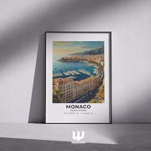 Monaco Travel Poster | French Riviera Wall Art | Mediterranean Decor | Yacht Lovers Gift | Luxury Car Art | Monaco, France, Travel Poster