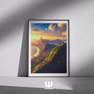 Rio Travel Print - Brazil Wall Art, Rio de Janeiro Poster, South America Art, Christ the Redeemer, Copacabana Beach, Travel Decor
