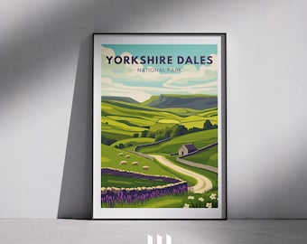 Yorkshire Dales National Park Landscape Poster: UK Countryside Wall Art Print for Nature Lovers