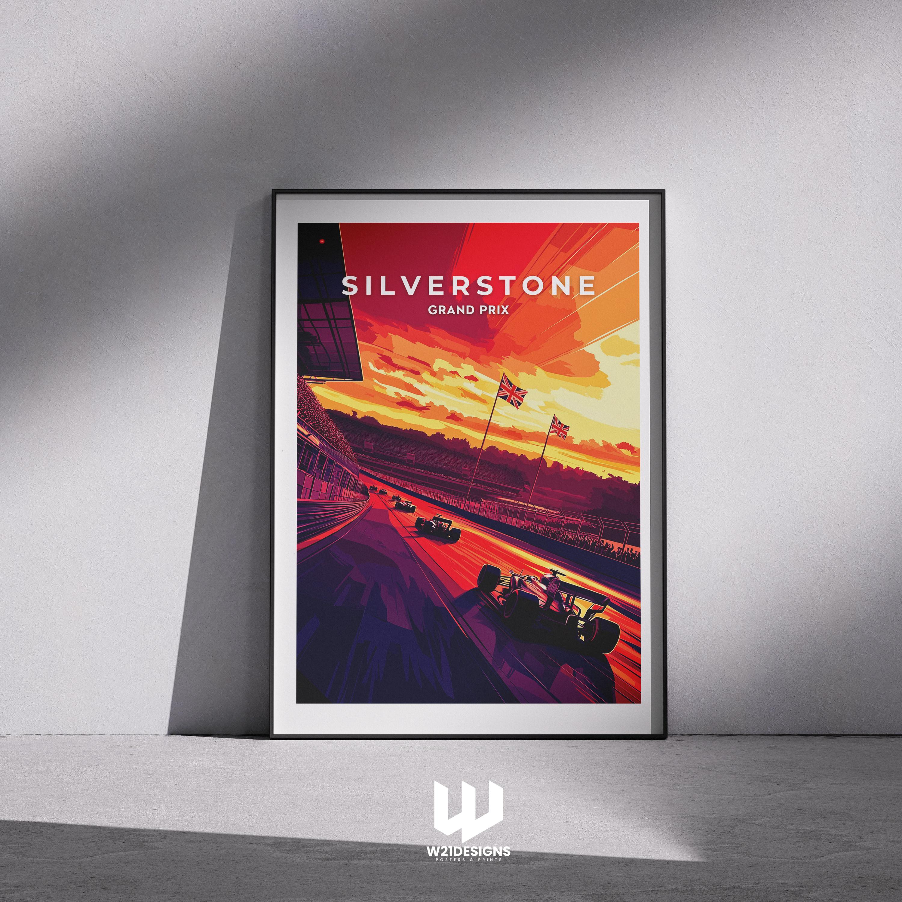 Silverstone Grand Prix Poster, British F1 Racing Print | Modern Formula 1 Wall Art, Motorsport Gift, UK Racing Circuit Decor