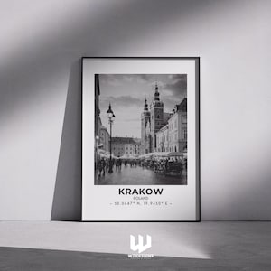 Krakow Travel Print - Poland Wall Art, Krakow Poster, Poland Travel Decor, Historic Cityscape, European Art, Krakow Home Gift, Vintage Print