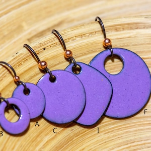 Choose your Size and Shape from 12 Options! Handmade Light Purple Enamel Earrings - Customize for the look you want! Periwinkle Mauve Violet