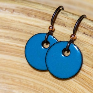 Choose your Style! 12 Options for Handmade Dark Delft Blue Enamel Earrings, Blue Green Enamel Earrings, Dark Turquoise, Teardrop, Rectangle