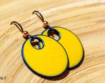 Handmade, Customize for the Look You Want! Goldenrod Yellow Enamel Earrings with 12 Options, Autumn Earrings Yellow Orange Retro Fall Colors