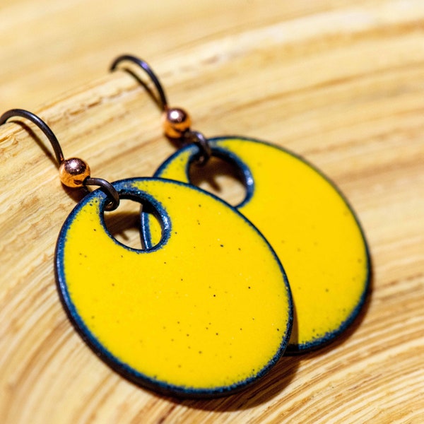 Handmade, Customize for the Look You Want! Goldenrod Yellow Enamel Earrings with 12 Options, Autumn Earrings Yellow Orange Retro Fall Colors