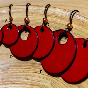 Handmade Bright Red Earrings, Customize For the Look You Want! Primary Red Enamel Earrings, 12 Options, Bold Earrings Crayon Red Christmas