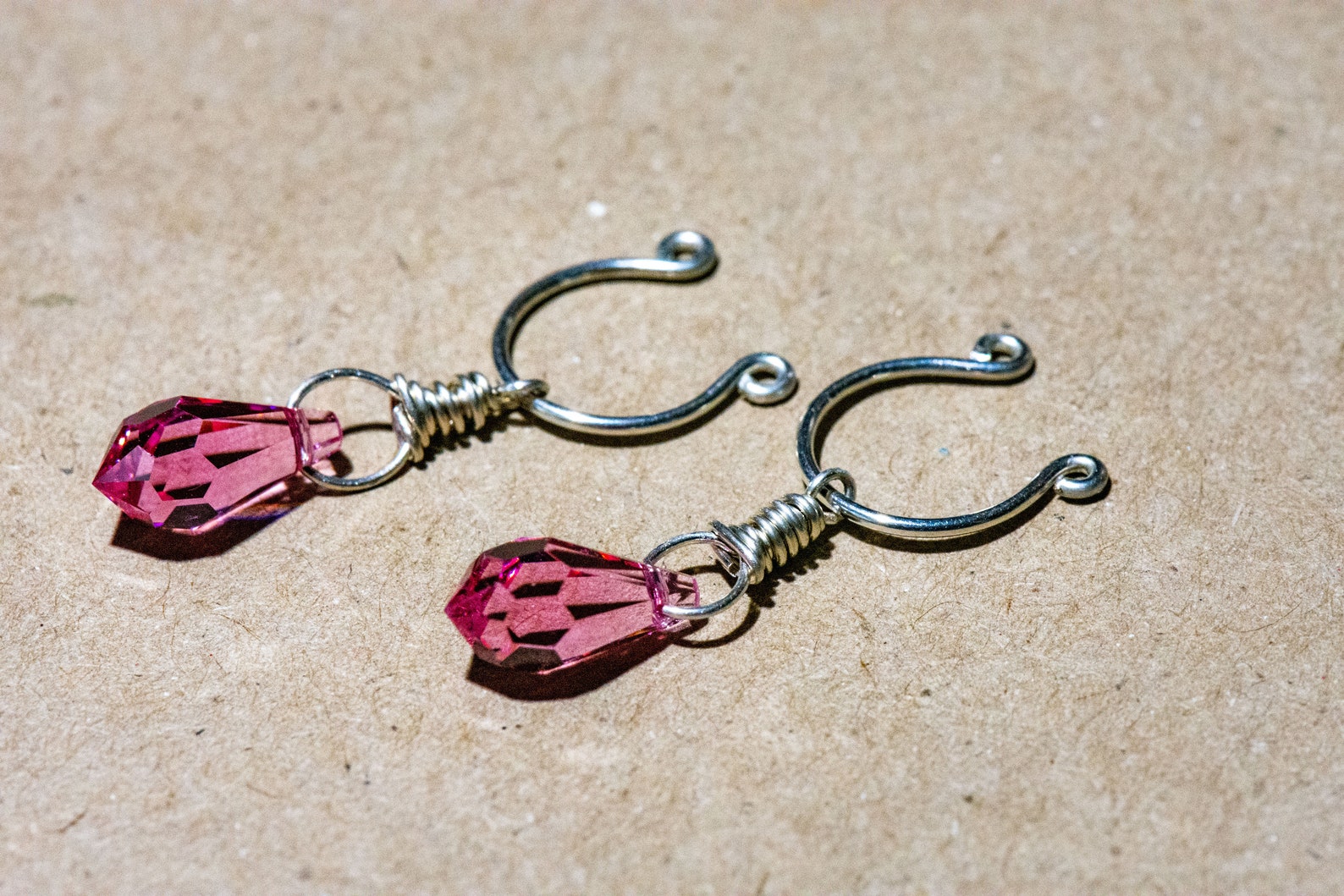 Handmade Nonpiercing Nipple Rings Rose Pink Swarovski | Etsy
