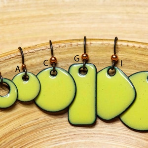 Choose your Style! 12 Options for Handmade Yellow Green Enamel Copper Earrings, Melon Yellow Enamel Earrings, Light Chartreuse, Apple Green