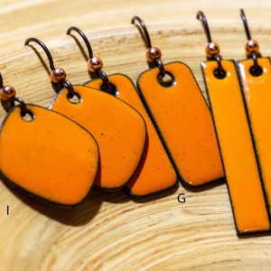 Handmade, Customize for the look you want! Pumpkin Orange Enamel Earrings, Orange Earrings, Retro Earrings, Fall Autumn Halloween Earrings