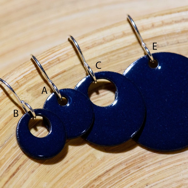 Dark Navy Blue Enamel Earrings - Handmade, Customize for the Look You Want! Neutral But Not Boring, Dark Blue Earrings, Midnight Blue Black