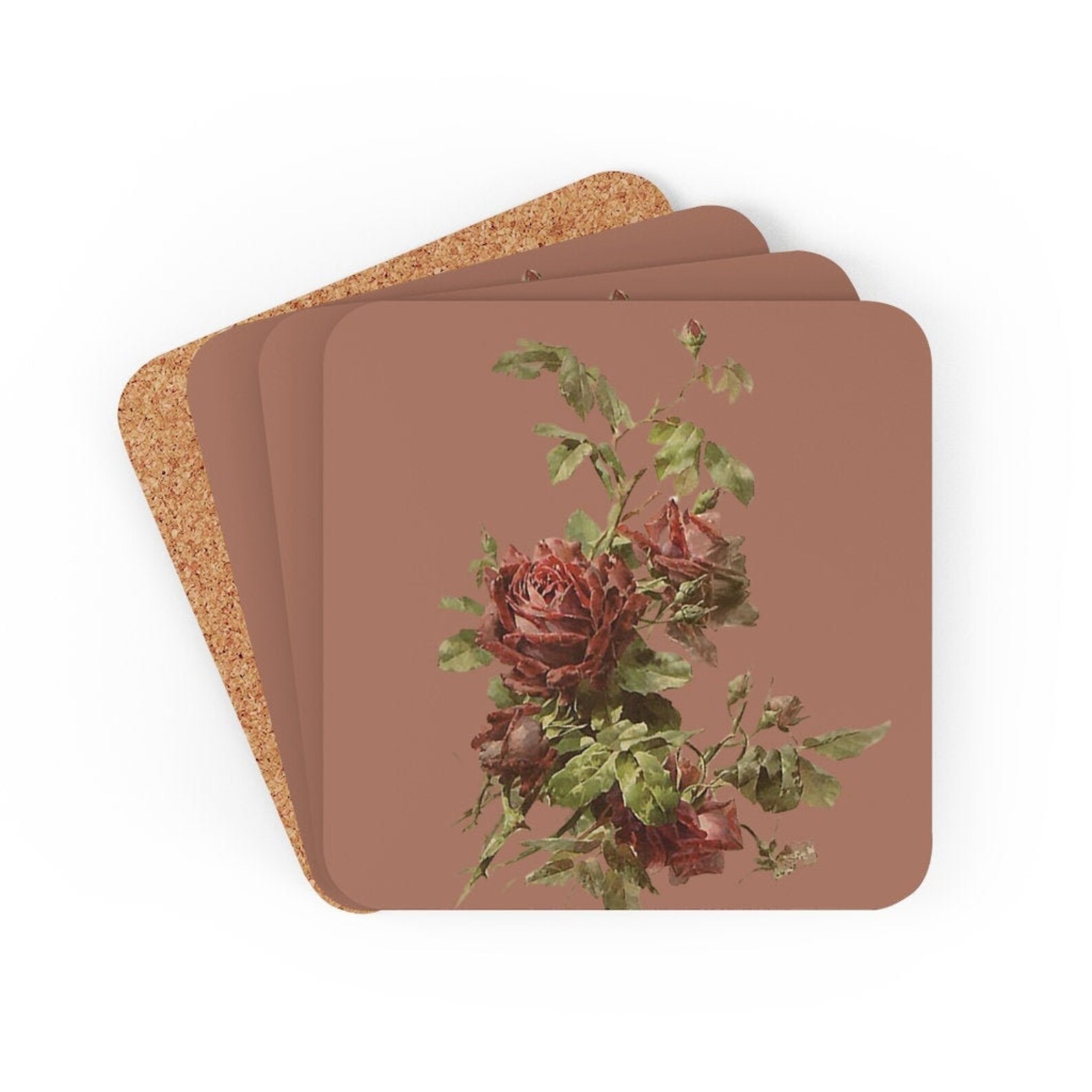 Cork Back Coaster roses Cork Back Coaster shabby chic Cork Etsy