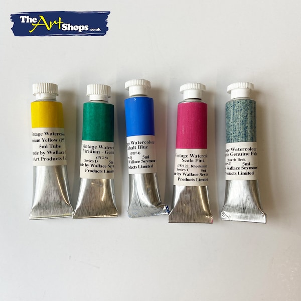 Tubes de peinture aquarelle vintage Wallace Seymour 5 ml faits à la main couleurs uniques traditionnelles