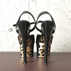 Leopard Design Custom Pole Dance Shoes/ Pleaser/ Burlesque and Stripper Heel/7&quot; (17.8cm) Stiletto Heel, 2 3/4&quot; (7cm) Platform
