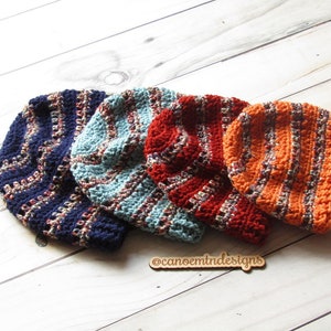 Crochet Unisex Beanie Pattern - Striped Unisex Beanie - Crochet Striped Hat Pattern - Top Down Beanie - Crochet Multi Size Beanie Pattern
