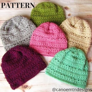 Crochet Beanie Pattern - Textured Crochet Hat Pattern - Crochet Women's Hat Pattern - Women's Fashion Hat - Top Down Beanie