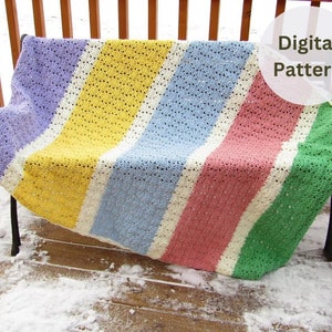 Crochet Blanket Pattern - Toddler Striped Blanket - Striped Crochet Blanket Pattern - Striped Toddler Blanket Pattern - Crochet Stripes