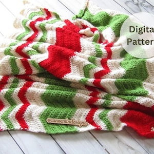 Crochet Striped Blanket Pattern - Crochet Unisex striped blanket - Unisex crochet pattern - Christmas Throw crpcjet Pattern
