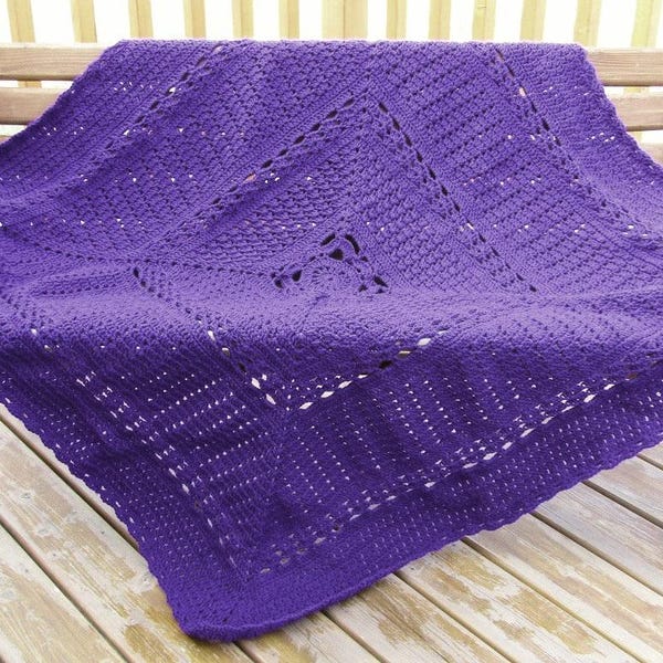 Crochet Blanket Pattern - Square Blanket Pattern - Textured Square Blanket - Crochet Throw Pattern - Unisex Blanket Pattern