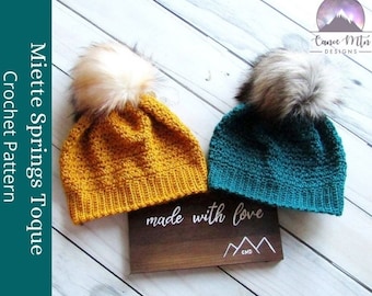 Crochet Toque Pattern - Crochet Hat - Pom Pom Hat Pattern - Miette Springs Toque