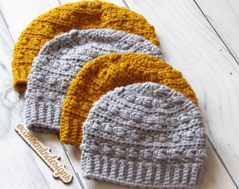 Modèle de bonnet au crochet - Bonnet texturé au crochet - Modèle au crochet - Modèle de bonnet texturé - Bonnet unisexe - Modèle de bonnet descendant