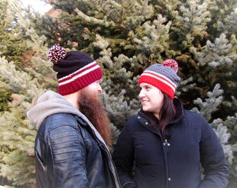 Crochet Toque Pattern - Crochet Hat Pattern - Team Colors Hat - Unisex Crochet Striped Beanie - Unisex Striped Beanie - Crochet Pattern