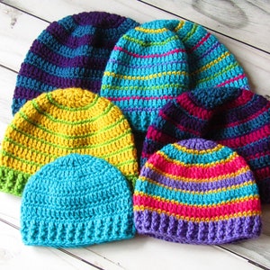 Crochet Beanie Pattern - Crochet Pattern - Striped Beanie - Can&#39;t Go Wrong - Top Down Beanie - Textured Hat Pattern - Textured Striped hat