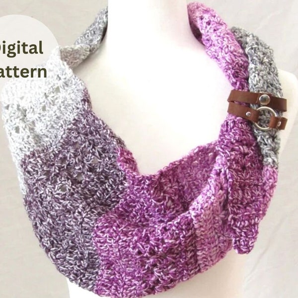 Crochet Triangle Scarf Pattern - ombre' triangle scarf - 1 skein Crochet scarf Pattern - crochet wrap pattern - Ombre' crochet pattern