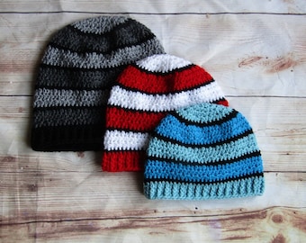 Crochet Striped Hat Pattern - Crochet Striped Hat - Multiple Size Crochet Pattern - Crochet Beanie Pattern - Top Down Beanie
