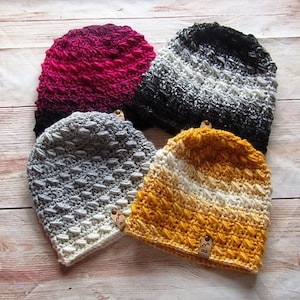 Crochet Beanie Pattern - Crochet Hat Pattern - Women's Hat Pattern - Textured Hat - Top Down Beanie Pattern - Rolling Ridges