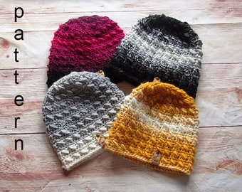 Crochet Beanie Pattern - Crochet Hat Pattern - Women's Hat Pattern - Textured Hat - Top Down Beanie Pattern - Rolling Ridges
