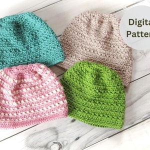Crochet Beanie Pattern - Crochet Spring Hat pattern - Crochet textured beanie Pattern - Family Hat Pattern - Top Down Beanie