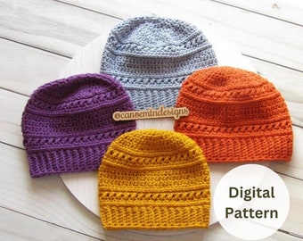 Crochet Beanie Pattern - Unisex crochet hat - Top Down Beanie pattern - crochet textured hat pattern - Crochet Hat Pattern