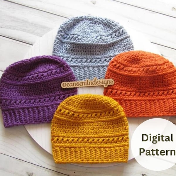 Crochet Beanie Pattern - Unisex crochet hat - Top Down Beanie pattern - crochet textured hat pattern - Crochet Hat Pattern
