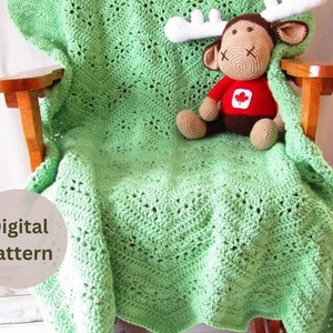 Crochet Blanket Pattern - Crochet Lapghan for him - Baby Blanket to crochet - Unisex Chevron Crochet Blanket Pattern - Chevron Blanket