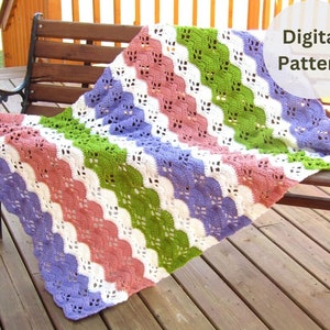 Crochet Pattern - Unisex Striped Toddler Blanket - Crochet blanket pattern - striped blanket pattern - unisex blanket