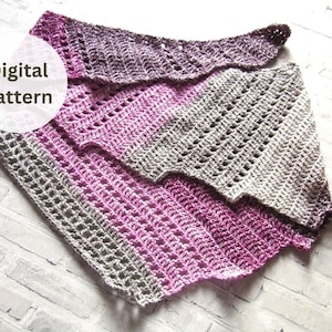 Crochet Scarf Pattern - Asymmetrical Scarf Pattern - 1 Skein Crochet Scarf Pattern - Ombre&#39; Scarf pattern crochet - Textured scarf pattern