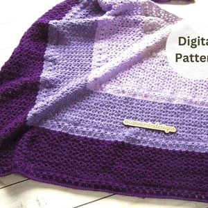 Crochet Gradient Shawl Pattern - gradient purple shawl pattern - Crochet texture shawl Pattern - Gradient Triangle Shawl pattern