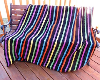 Crochet Blanket Pattern - Striped Blanket Pattern - striped crochet pattern - Jelly Beans Blanket - stash busting pattern