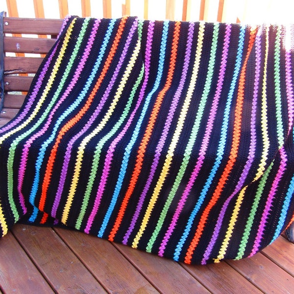 Crochet Blanket Pattern - Striped Blanket Pattern - striped crochet pattern - Jelly Beans Blanket - stash busting pattern