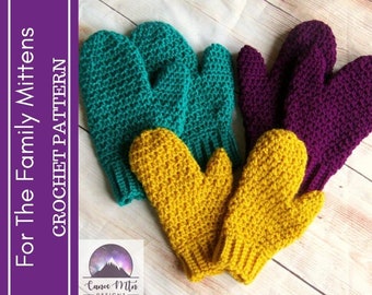 Crochet Mitten Pattern - Family Mitten Crochet Pattern - Crochet Women's Mittens - Children's Mittens - Men's Mittens crochet pattern