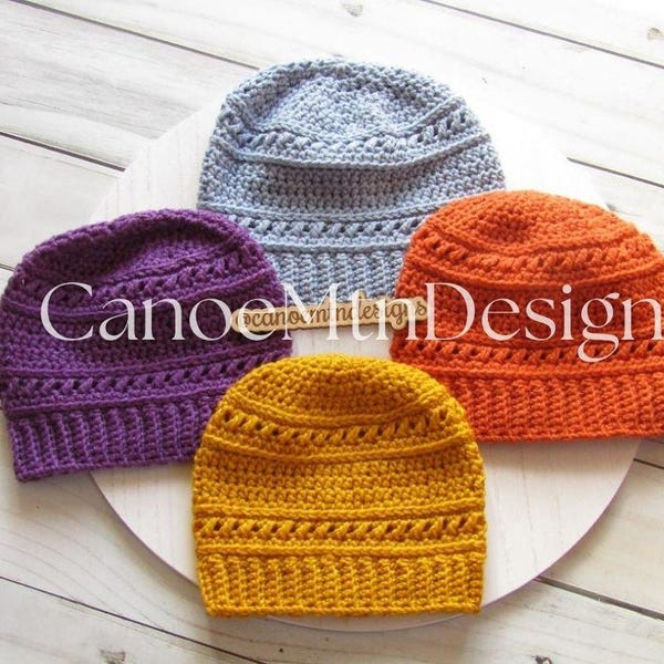 Crochet Beanie Pattern - Top Down pattern -Digital Download