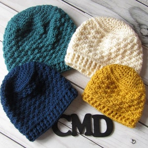 Crochet Beanie Pattern - Textured Beanie - Family Crochet Pattern - Multi size beanie pattern - women's hat pattern - Top Down Beanie