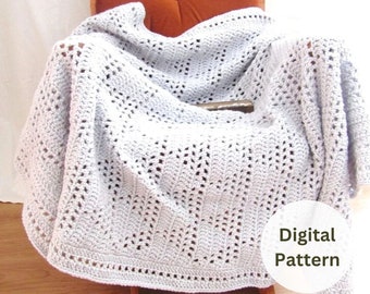 Crochet Winter Throw Pattern - Winter Blanket Crochet Pattern - Unisex Crochet Filet Blanket - Bulky crochet blanet pattern - unisex crochet