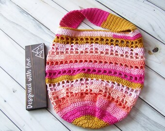 Crochet Market Bag Pattern - Crochet tote bag Pattern - Market Bag crochet pattern- Sunrise Market Bag pattern - crochet pattern for bag