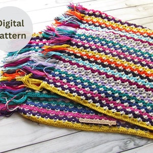 Crochet Blanket Striped Pattern - Striped Blanket Pattern - Crochet Striped Throw - Crochet Striped lapghan pattern - Unisex blanket pattern