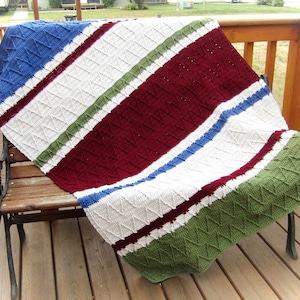 Crochet Throw Pattern - Striped Blanket Crochet Pattern - Crochet Striped Blanket - Textured Throw Pattern - Home Decor - Men&#39;s Blanket