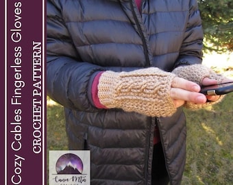 Crochet Fingerless Gloves Pattern - Cabled Gloves Pattern - Crochet Pattern - Women's Gloves - Fingerless Gloves Pattern