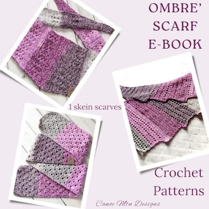 Crochet Scarf Pattern E-Book - Crochet Asymmetrical Scarf - Crochet Scarf Pattern - Triangle Scarf Pattern - Crochet Pattern Set
