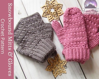 Crochet Mittens Pattern - Crochet Pattern - Crochet Fingerless Gloves - Texting Gloves Pattern - Textured Mitten Crochet Pattern