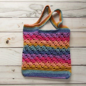 Crochet Book & Market Bag Pattern Market Bag crochet Pattern Crochet striped Book Bag Striped Cotton Bag Pattern crochet pattern bag image 5